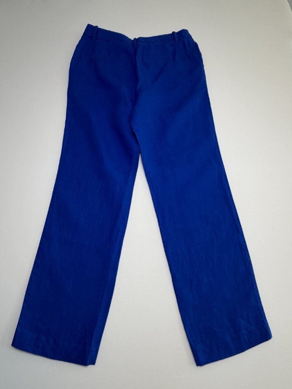 TALBOTS Southampton Linen Straight Leg Trouser Pants Royal Blue 4 - Picture 8 of 12